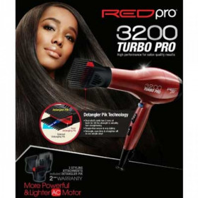 Red Pro by Kiss 3200 Turbo Pro Detangler Dryer Red Pro by Kiss 3200 Turbo Pro Detangler Dryer